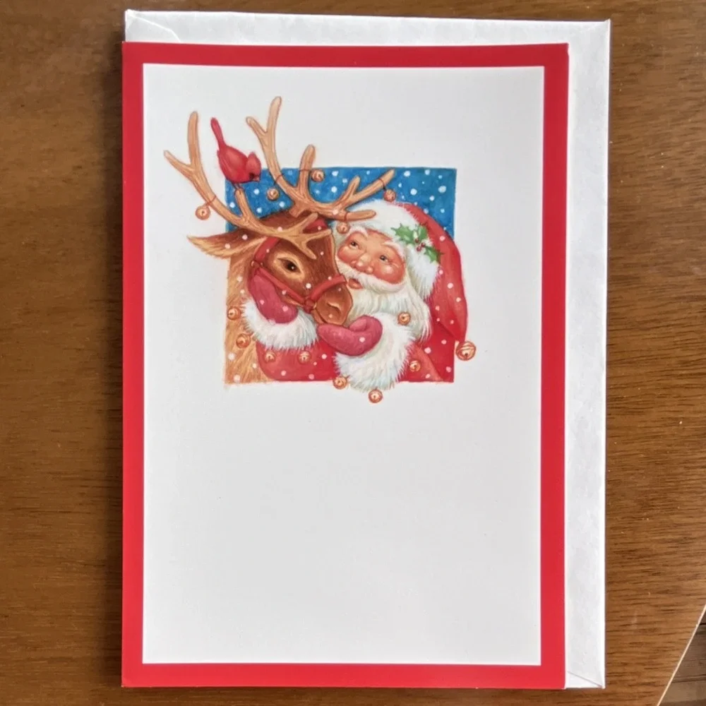 Hallmark‎ Vintage Christmas Greeting Cards Lot Santa Reindeer Wreath Animals